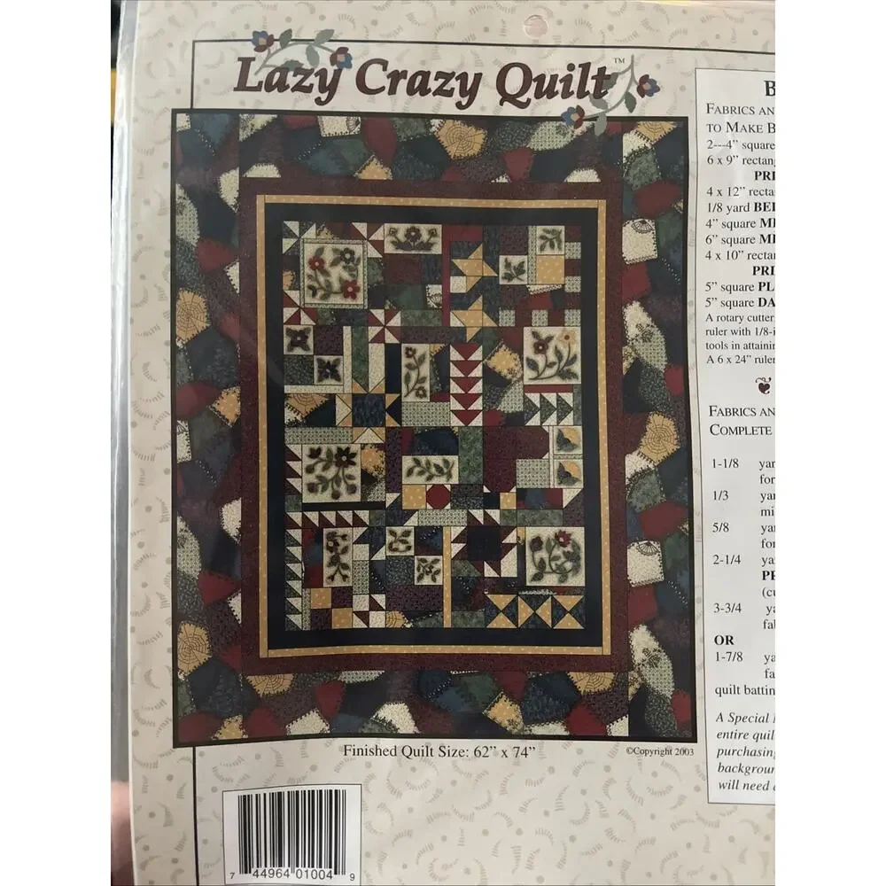 Thimbleberries Lazy Crazy Quilt Kit BOM 1-12 Sealed RJR Fabrics 62”x74” Complete